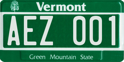 VT license plate AEZ001