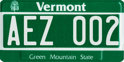 VT license plate AEZ002