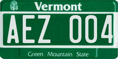 VT license plate AEZ004