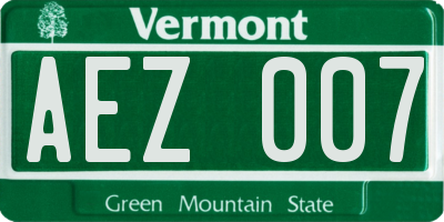 VT license plate AEZ007
