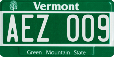 VT license plate AEZ009
