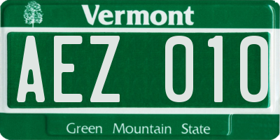 VT license plate AEZ010