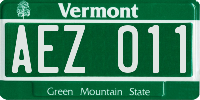VT license plate AEZ011