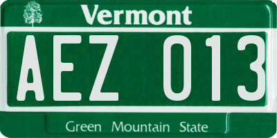VT license plate AEZ013