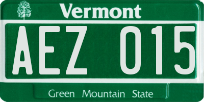 VT license plate AEZ015
