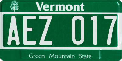 VT license plate AEZ017