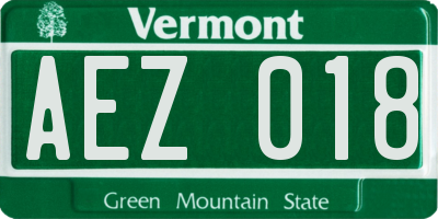 VT license plate AEZ018