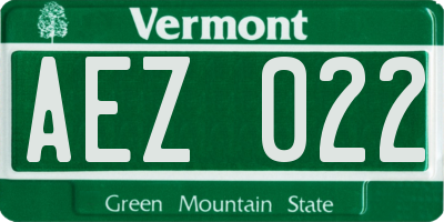 VT license plate AEZ022