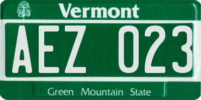 VT license plate AEZ023