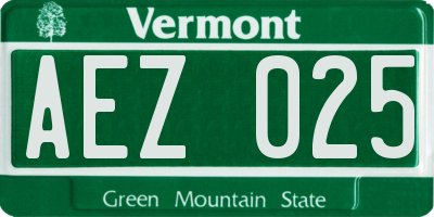 VT license plate AEZ025