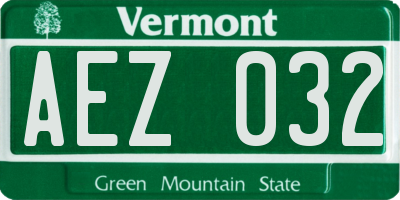 VT license plate AEZ032