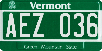 VT license plate AEZ036