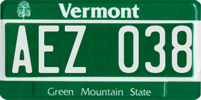 VT license plate AEZ038