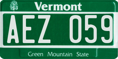 VT license plate AEZ059