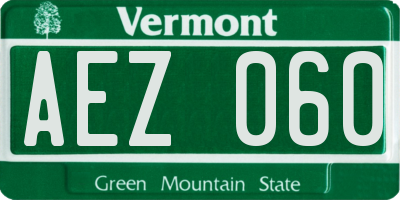 VT license plate AEZ060