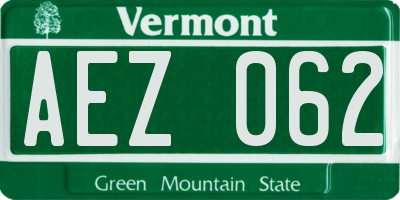VT license plate AEZ062