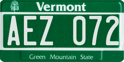 VT license plate AEZ072