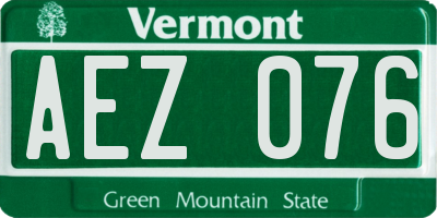 VT license plate AEZ076