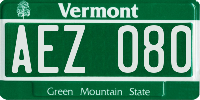 VT license plate AEZ080