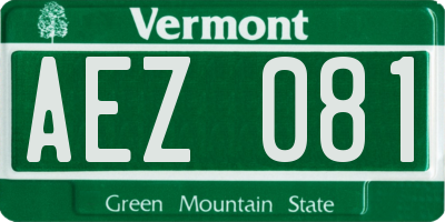 VT license plate AEZ081