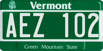 VT license plate AEZ102