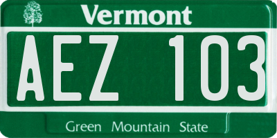 VT license plate AEZ103