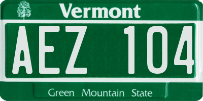VT license plate AEZ104