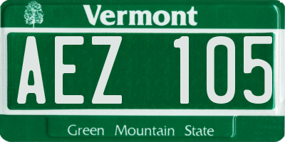 VT license plate AEZ105