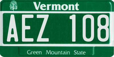 VT license plate AEZ108