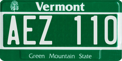 VT license plate AEZ110