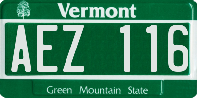 VT license plate AEZ116