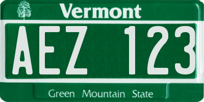 VT license plate AEZ123