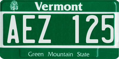 VT license plate AEZ125