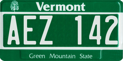 VT license plate AEZ142