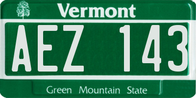 VT license plate AEZ143