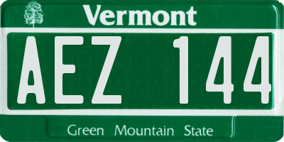 VT license plate AEZ144