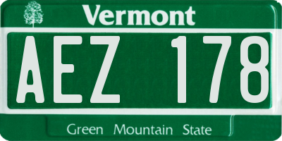 VT license plate AEZ178