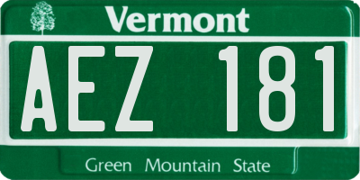 VT license plate AEZ181