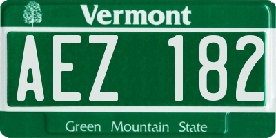 VT license plate AEZ182