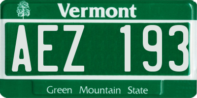 VT license plate AEZ193