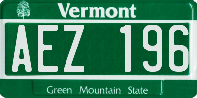 VT license plate AEZ196