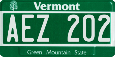 VT license plate AEZ202