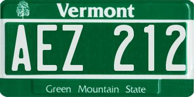 VT license plate AEZ212