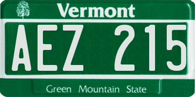 VT license plate AEZ215
