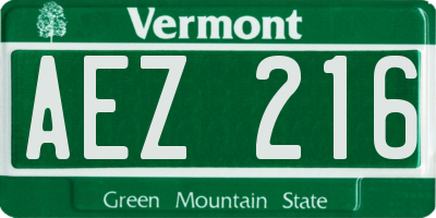 VT license plate AEZ216