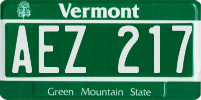 VT license plate AEZ217