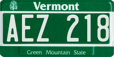 VT license plate AEZ218