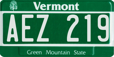 VT license plate AEZ219