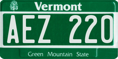 VT license plate AEZ220