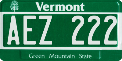 VT license plate AEZ222
